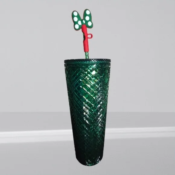 Starbucks Holiday Green 24oz Studded Tumbler + Disney x Starbucks Silicone Straw - Picture 2 of 4